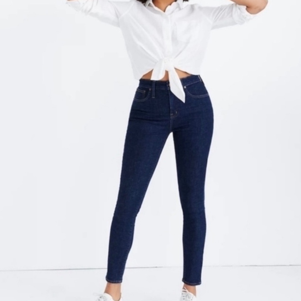 MADEWELL Curvy High Rise Skinny women's 5 pocket black jeans denim EUC Size 33T
